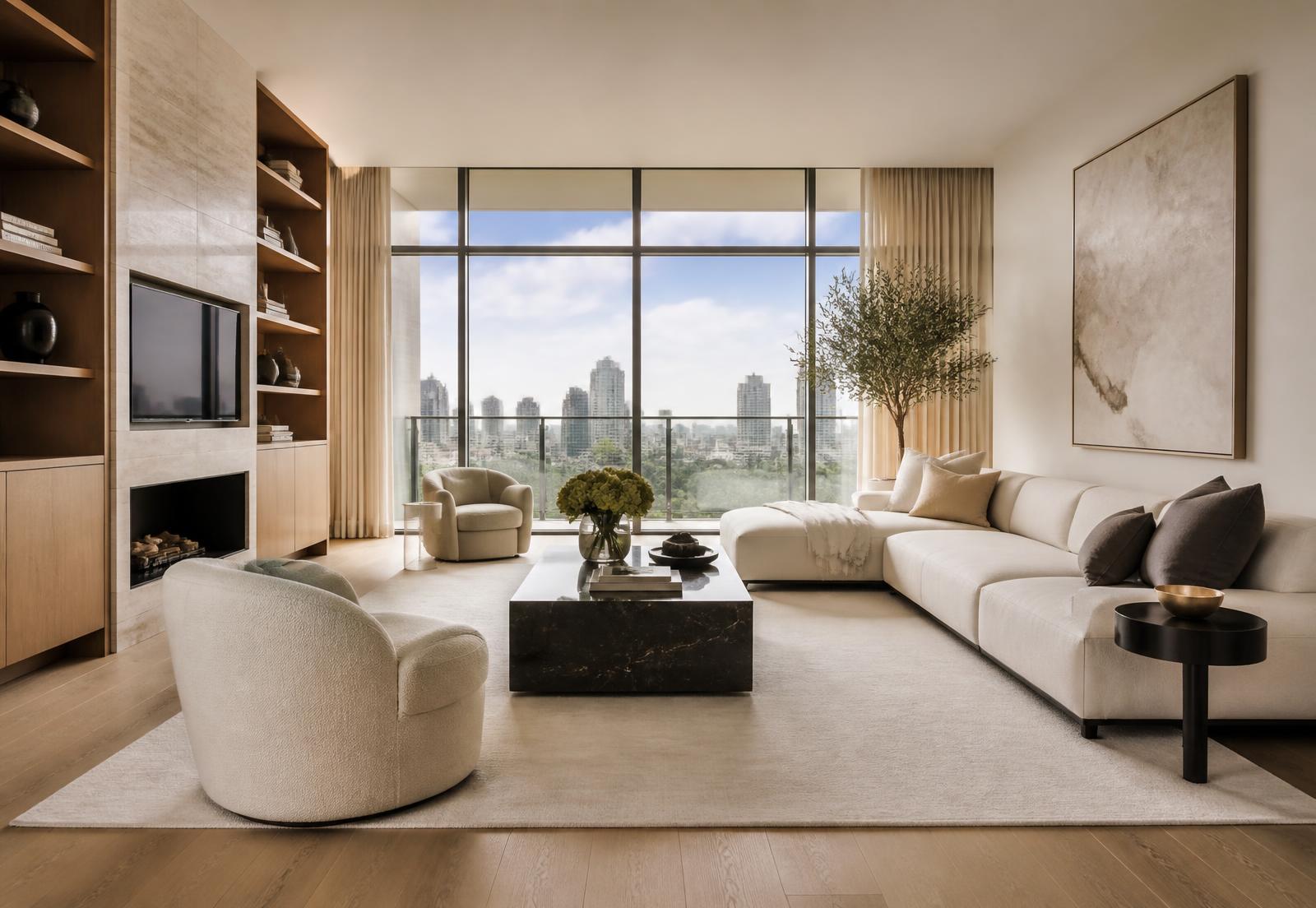 Sunlit living room of a modern rental apartment